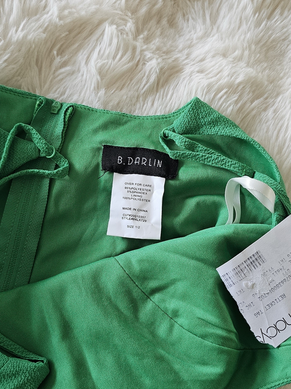 B Darlin Green Fit & Flare Mini Dress with Side Tie Sz 1-2 - Picture 3 of 3
